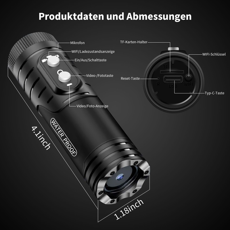 Tiantianle 1080P HD Mini Camera Helmet Camera