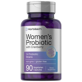 Probiotic for Women with Cranberry | 90 Capsules | 14 Probiotic Strains | Non-GMO, Gluten Free Supplement | by Horbaach