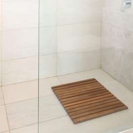 Nordic Teak 100% Solid Teak Wood String Mat - Indoor and Outdoor Use - Non-Slip Wooden Platform for Sauna, Pool, Hot Tub Flooring Decor and Protector (Oiled Finish, 19.6" x 19.6")