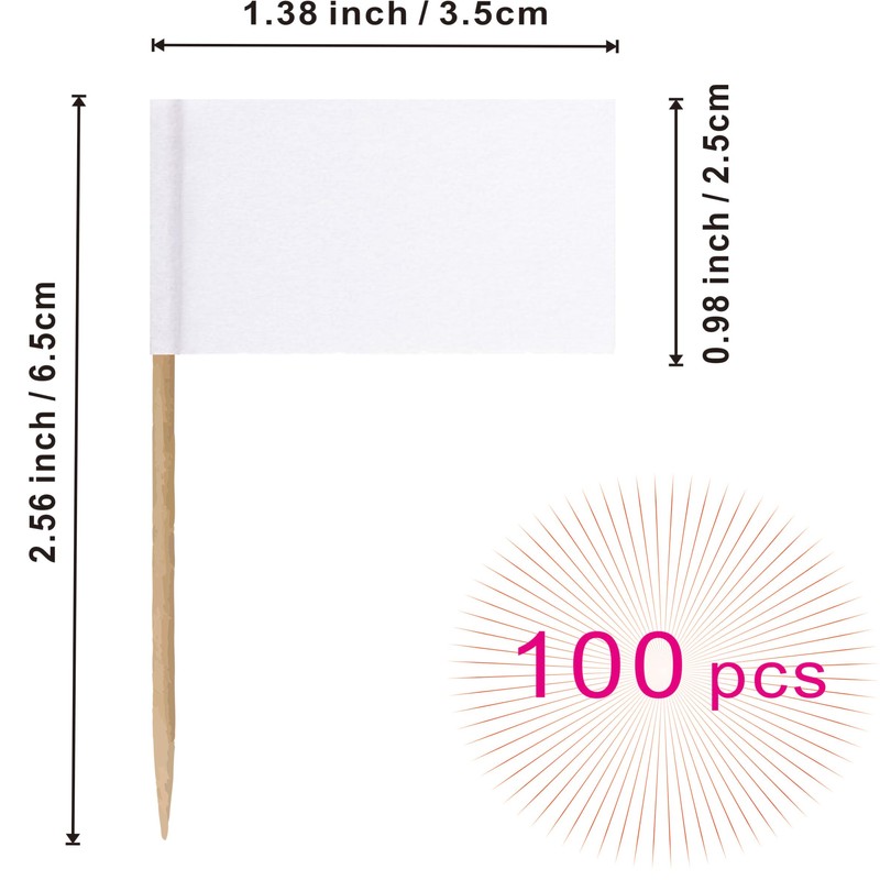 Blank Toothpick Flag Small Mini Labeling Marking DIY Stick Flags