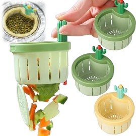 Kitchen Sink Strainer, 2024 Cute Cactus Kitchen Sink Drain Strainer, Cactus Sink Strainer, Kitchen Sink, Press Automatic Dumping Basket, Sink Strainer for Kitchen Sink (Yellow + Green)