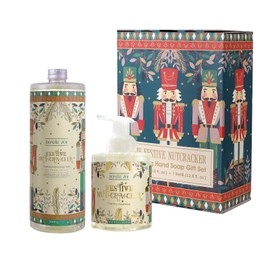 ROMIIE ZOI Christmas Foaming Hand Soap Gift Set, Sugar Plum Scent with Festive Nutcracker Design, 1000ml Refill and 500ml Bottle–Gentle Formula for Sensitive Skin, Holiday Soap for Winter Decoration