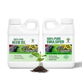 Nature’s Will Combo Pack | Pure Organic Emulsifier with Citronella & 100% Cold-Pressed Neem Oil | for Natural Plant Care & Easy Solution Mixing (1 Gallon)