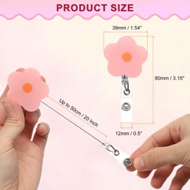 sourcing map 4pcs Cute Flower Badge Reel Retractable Floral ID Badge Reel Name Tag Badge Holder Clip with Clips and Retractable Cord for Office Teacher, 4 Colors