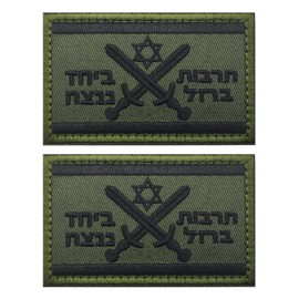 EmWoot 2PCS Israel Iron-Swords Flag Patches Embroidered Morale Patch Military Tactical Patches Hook and Loop(Green)