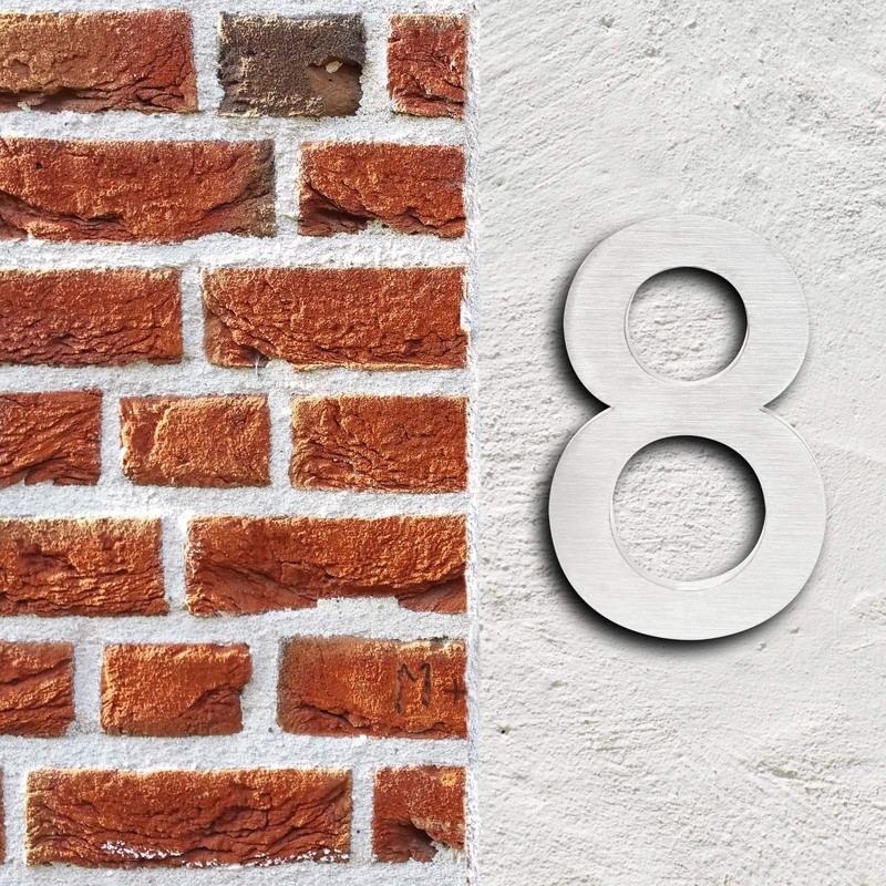 Wiltec House Number 8 Silver Stainless Steel House Number in