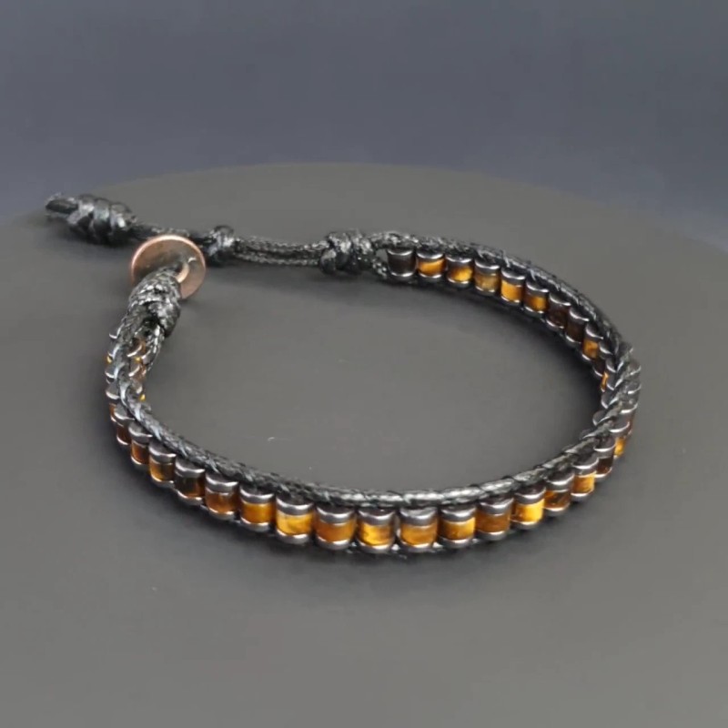 Natural Tiger Eye Hematite Beads Healing Chakra Bangle Handmade Crystal