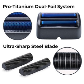 Replacement Foil and Cutter for BaBylissPRO UV Double Foil Shavers - Hypoallergenic Extra-close Shaver Replacement Head,for use with UV Foil Shavers ONLY (Gray 2 PACK（FXLRF2）)