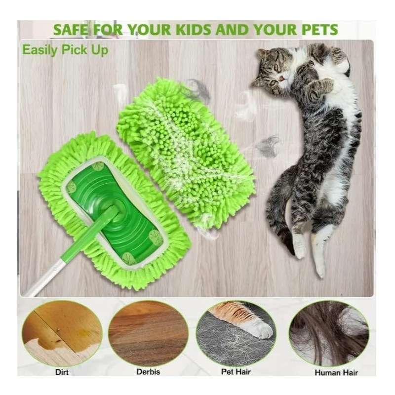 Microfiber Mop Pads Compatible with Swiffer Sweeper 4 Pack Dry