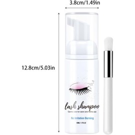 Limpiador de Maquillaje de Pestañas 50ml de Plástico Blanco Extensión de Pestañas, Champú para Pestañas, Pestaña, Pestañas para Extensiones