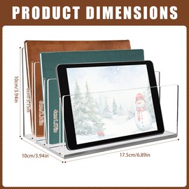 3 Sections Acrylic File Organizer Desk Organizer Clear File Holder Multifunction Mail Letter Sorter Desk Accessories for Office Workspace Organization