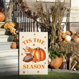 Fall Garden Flag 12X18 IN Double Sided Football Pumpkin Maple Leaves Fall Garden Flags for Autumn Farmhouse Yard Outside Decoration