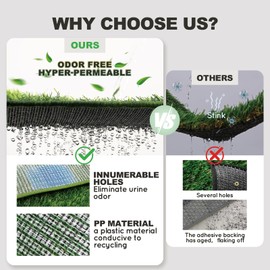 HQ4US 4LEGS Dog Pee Grass Pad 43”×32”, Dog Potty Grass Ultra-Absorbent Artificial Grass for Dogs Potty, Hemmed Edge, Odor Free