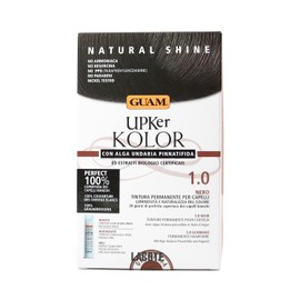Guam, Upker Kolor Natural Permanent Hair Colour with Undaria Seaweed and Organic Extracts, Ammonia-Free Colour, Made in Italy, Colour 1.0 Black