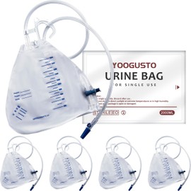 5Pcs 2000ml Urinary Drainage Bag with Anti-Reflux Chamber, 48" Flexible Tube, Leak-Proof Drainage, with Clips and Hanging Hook for Home and Health Aids