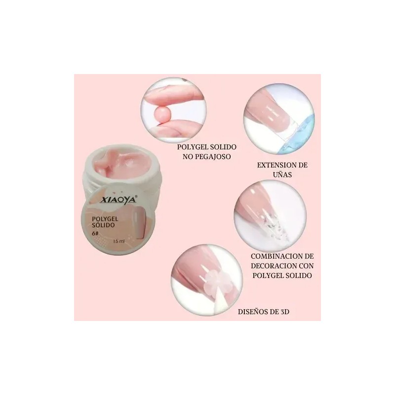 Poly Gel Solido Moldeable Para Diseño De Uñas Polygel 15ml