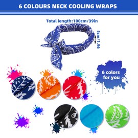 6 Pcs Cooling Neck Wraps, Cooling Headbands for Hot Weather, Cashew Flower Cooling Bandana for Neck, Reusable Cooling Bandana for Women Men Summer Camping Running Outdoor Sports Riding(Multicolor)
