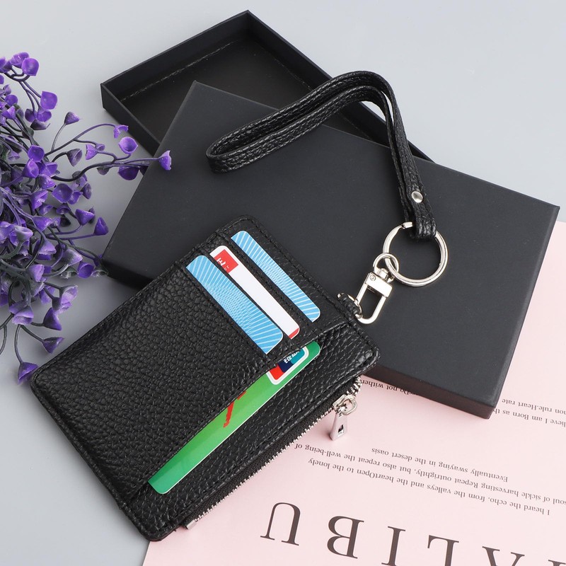 DXLing Leather Mini Wallet Credit Card Holder for Men, Card