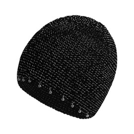 TTPSRY Women's Beanie Hat Reflective Knitted Hat Warm Windproof Unisex Ideal for Outdoor Sports Night Activities Autumn Winter Running Hiking Cycling, Black with beads