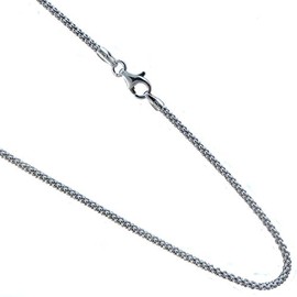JOSCO Pop-Corn 1.9mm Chain Italian Sterling Silver Rhodium Plated Necklace 14,16,18,20,22,24,30 Inches (20 Inches)