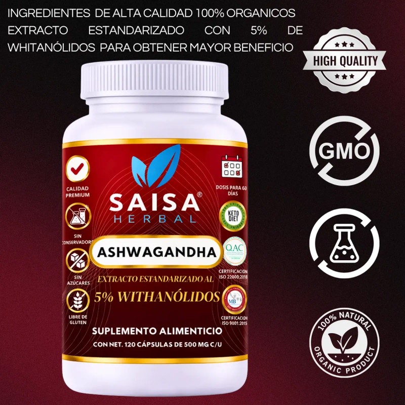 Suplemento Estres Ashwa 120 Caps Extracto Whitanolid