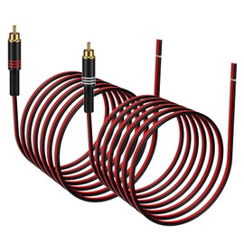 J&D RCA to Speaker Wire Adapter, 2 Pack 20AWG 15 ft, RCA Male Plug to Bare Wire Connector Adapter for Repairing Speaker Cords, Compatible with Amplifiers, AV Receivers