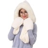 Winter Warm Women Hoodie Hat/Scarf/Gloves Set Soft Plush Thick Warm