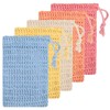 Linkidea 5 Pack Soap Bag Pouch, Colorful Exfoliating Saver with