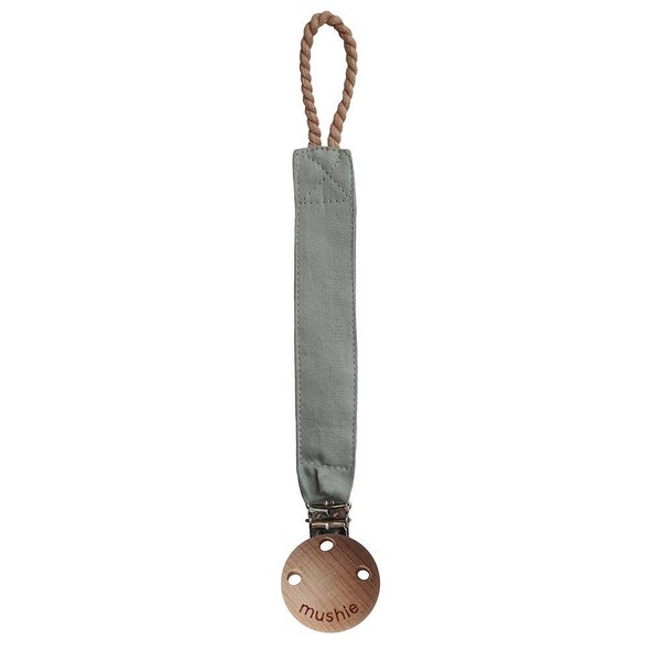 MUSHIE FABRIC PACIFIER CLIP ROMAN GREEN