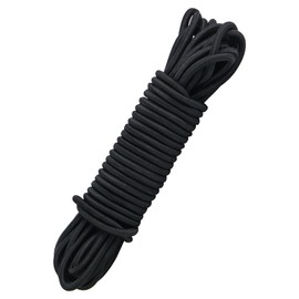 Rubber Cord, 6 mm, 12 m, Black Expander Rope, Tarpaulin Rope, Weatherproof Tension Rope, Rubber Cord, Rubber Cord for DIY Crafts, Sewing, Luggage, Camping (Black, 6 mm x 12 m)