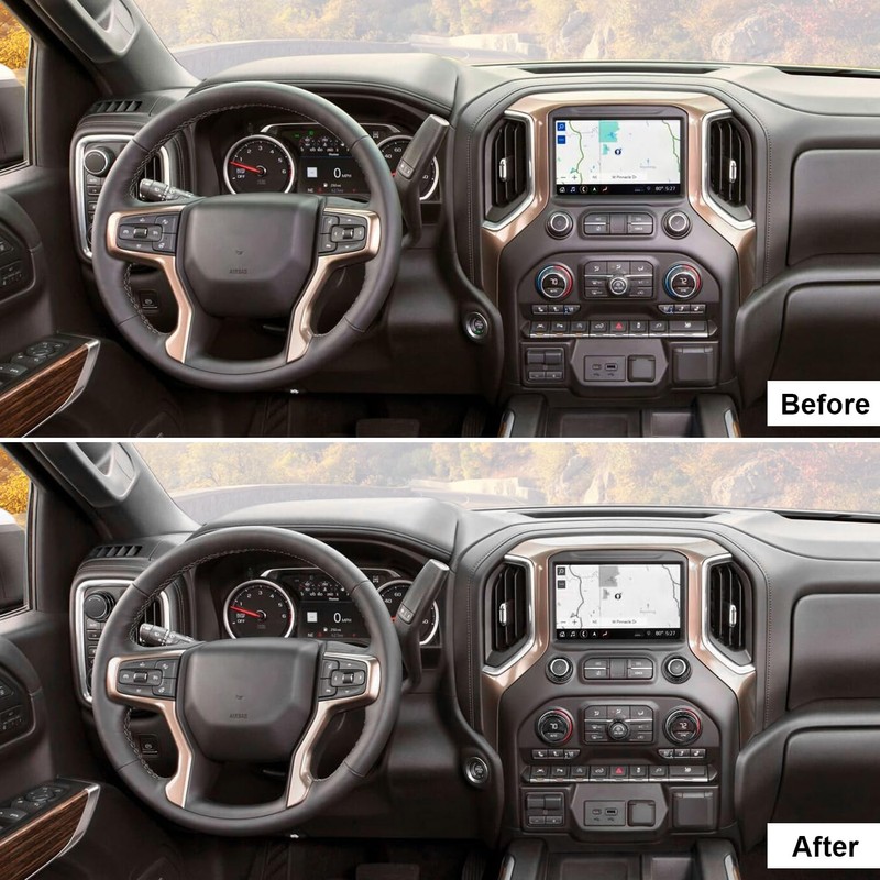 CheroCar Radio AC Knobs Cover Center Console for Chevy Silverado