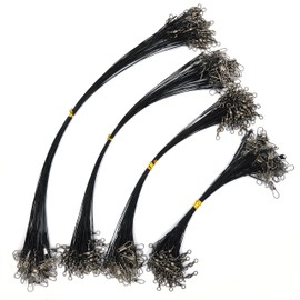 PISCORUSH 50pcs Fishing Wire Leaders Nylon-Coated Fishing Line Trace Lure Leaders with Swivels and Snaps Stainless Steel Fishing Tackle Leaders Tackle (12inch 50PCS, Black)