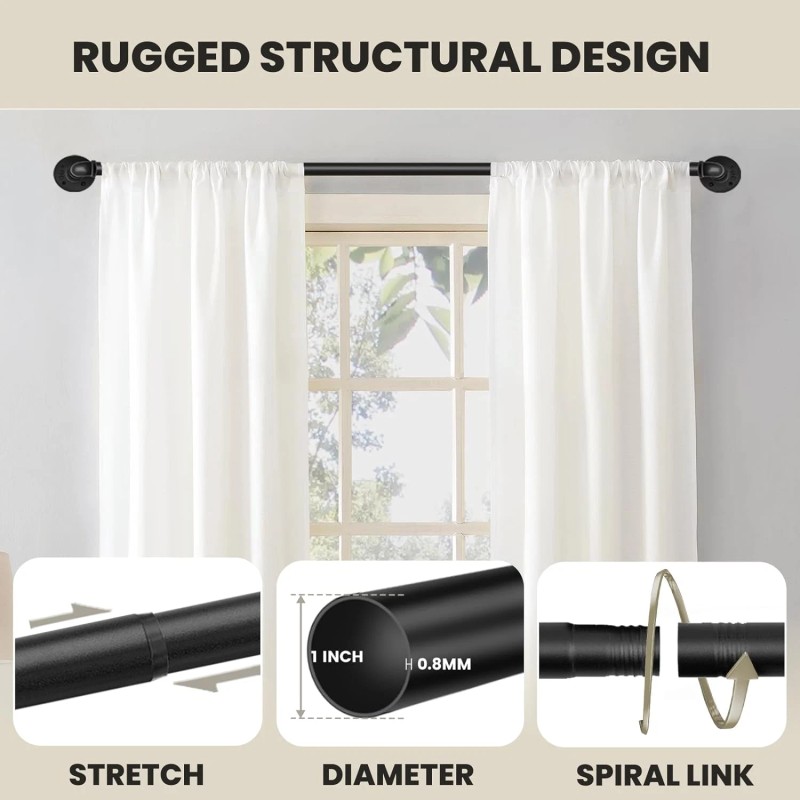 NiceCho 16" to 28" Long Window Curtain Rod Sturdy hanger