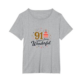91 Years Wonderful Birthday Gift for Special Elder T-Shirt, Women's Plus, Heather Grey