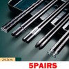 5 Pairs Chinese Chopsticks Black Silver Mixed Non-Slip Sushi Chop