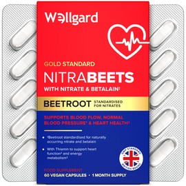 Wellgard Nitrabeets – Beetroot Supplement Supporting Normal Blood Pressure, Muscle Function & Heart Health – 60 Vegan Capsules