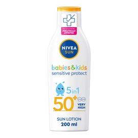 NIVEA NIVEA SUN Kids Protect & Sensitive Sun Lotion (200ml) Sunscreen with SPF 50+, Kids Suncream for Sensitive Skin, Immediately Protects Against Sun Exposure