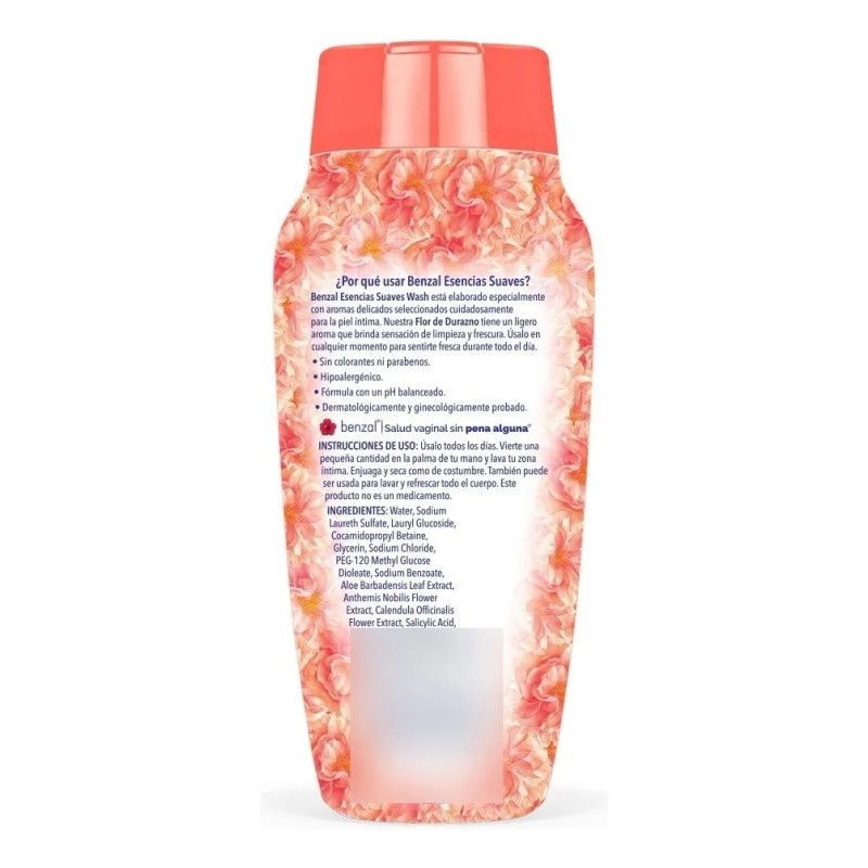  Jabón Íntimo Benzal Wash Flor de Durazno 355ml |