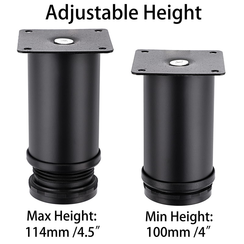 BTSKY 4Pcs 4 Inch Adjustable Replacement Furniture Legs Feets -