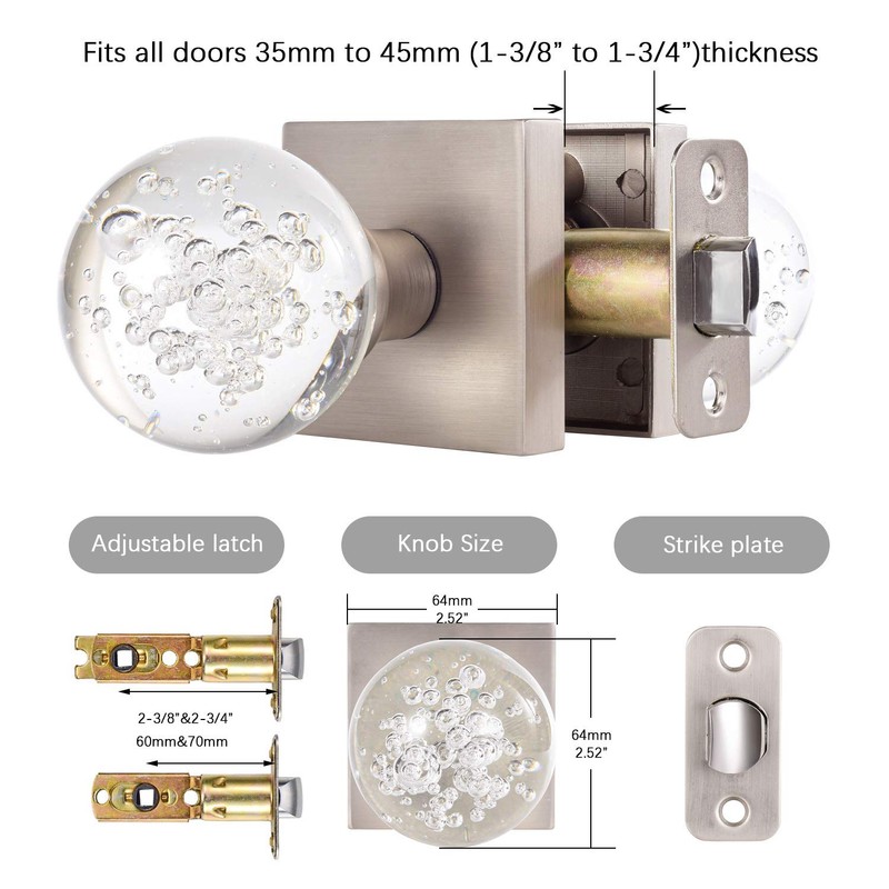 HIEMEY Passage Hall Closet Door Knobs Interior, Round Clear Bubble