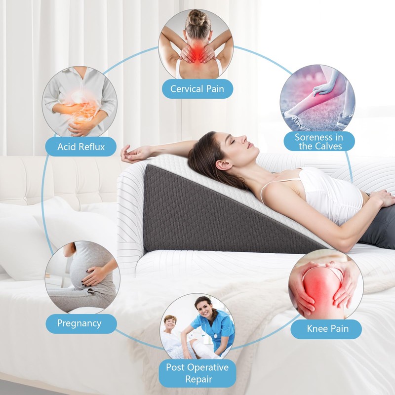 OAISZ Wedge Pillow for Sleep Apnea, 12 Inch Bed Wedge