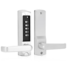 Souyou Mechanical Door Lock with Handle,Stainless Steel Mechanical Keyless Entry Door Lock,The Password Must be Entered in Numerical Order to Unlock,More Secure(Silvery)