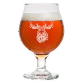 16 oz Belgian Beer Tulip Glass Stemmed Beer Glass Moose Head