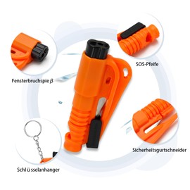 VDARK 16 Pieces Car Window Breaker Tool, 3 in 1 Seat Belt Cutter and Window Glass Breaker Keychain and Survival Whistle, Vehicle Emergency Safety Device for Driver, Family, 8 colours.
