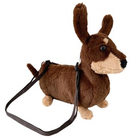 Plush Dachsshund Bag, Cute HandBag Kids Cartoon Dog Shoulder Bag Stuffed Animal Furry Puppy Plush Dachsshund Crossbody Bag Women Shoulder for Kids Travel Storage Shopping Casual Warm