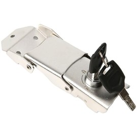 Abnehmbares Edelstahl-Schnallenschloss für Motorradkoffer, Heckkasten und Seitenkoffer, 110 mm Scharnierschloss mit 2, Silber
