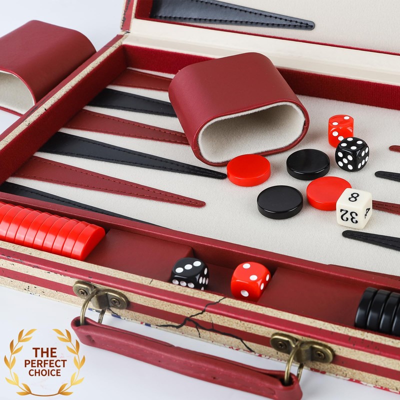 15 Inches Backgammon Sets for Adults Leather Travel Backgammon Set