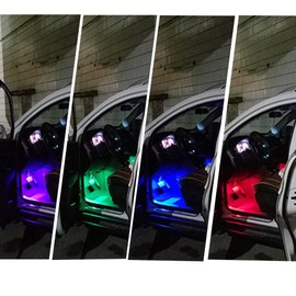 Cottonbell 194 W5W 168 RGB T10 LED Light Bulb with Remote Control Atmosphere Lights for Car Interior/Map/Dome/Door/License Plate Light Courtesy Lights 4-Pack