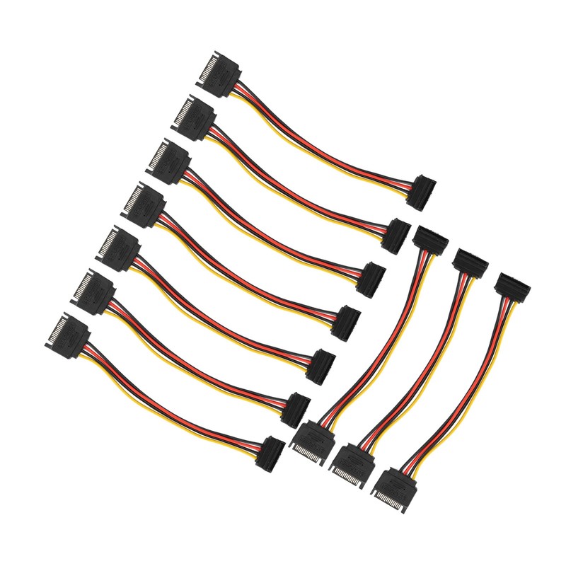 10 Pack SATA Cables 15 Pin 90 Degree Male to