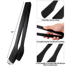 Silicone Kitchen Cooking Tongs, Premium Stainless Steel Silicone Barbecue Clamp, Multipurpose BBQ Clamp Spatula for Gripper Bread Clip, Fried Steak Clamp, Flipping Fish, Toast Salad Tongs（11 Inch）